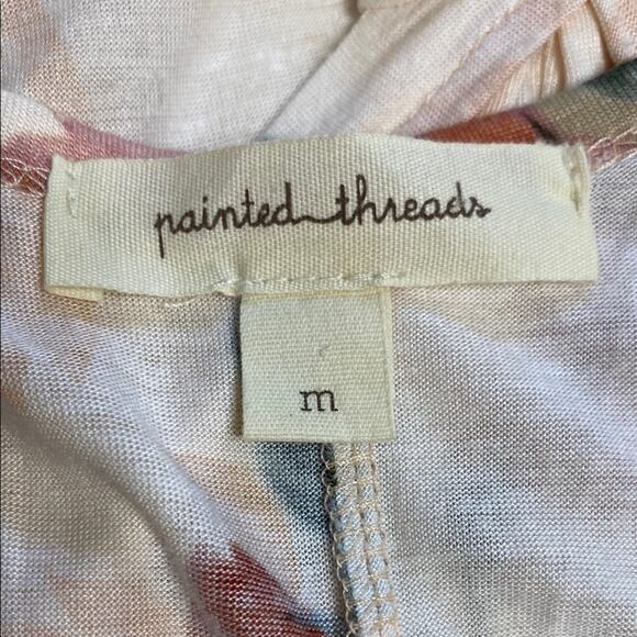 Painted Threads NWT Asymmetrical Pink Cream Floral Tank Top Draped Back - M - Picture 7 of 8